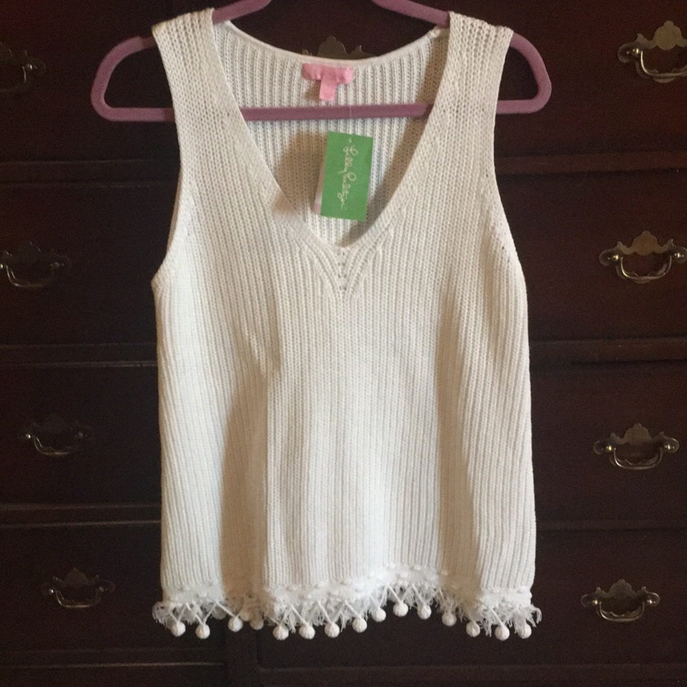 Lilly Pulitzer white sweater tank. Size L